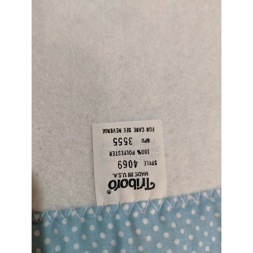 Triboro White Baby Blanket Blue Lamb Polka Dots 45 x 34‎ Inch Polyester